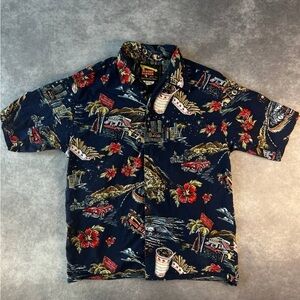 Vintage In-N-Out Burger Colorful Travel Tropical Fun Button Down Shirt Size L